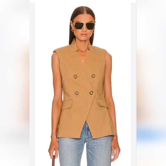 Veronica Beard Amika Tan Linen Blend Vest Size 8 - Picture 1 of 12